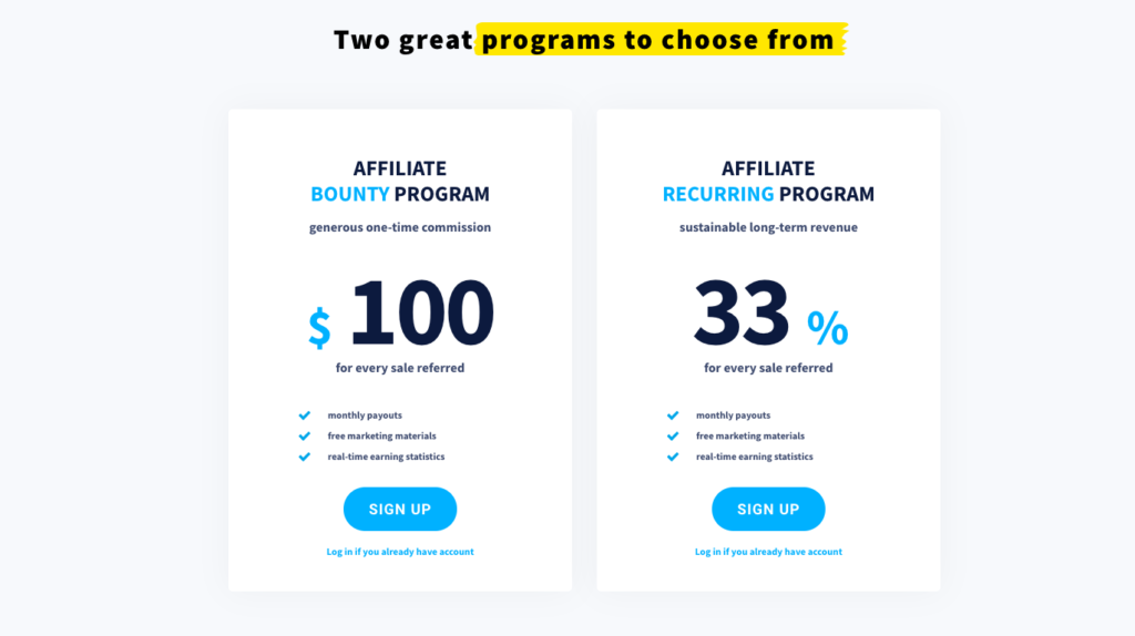 instapages affiliate program commission